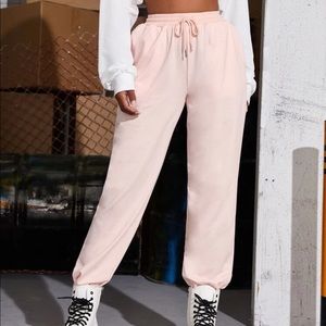PrettyLittleThing baby pink sweatpants with drawstring- nwot S/M